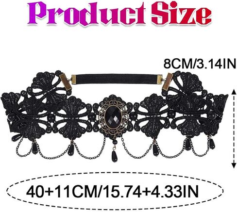 Black Lace Gothic Headband Crystal Forehead Hair Chain Pearls Tassel Headpiece Halloween Vintage Hair Accessories for Women in Saudi Arabia