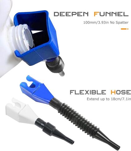 2PCS Plastic Funnel,Funnels for Automotive Use,Car Accessories Oil Funnel,Multi-Function Universal Automotive Wide Mouth Funnels with Flexible Hose,Fits Filling Water,Gasoline,Coolant in Saudi Arabia