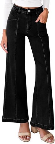 Cicy Bell Womens Straight Wide Leg Jeans High Waisted Vintage Loose Baggy Flare Denim Pants with Pockets in Saudi Arabia