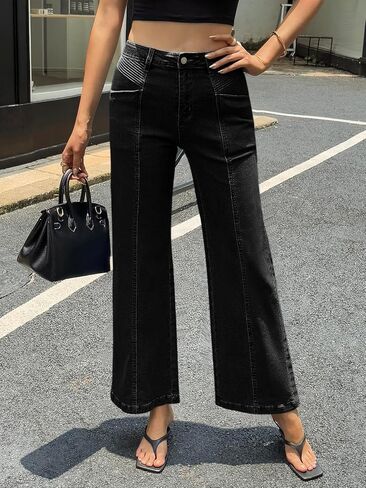 Cicy Bell Womens Straight Wide Leg Jeans High Waisted Vintage Loose Baggy Flare Denim Pants with Pockets in Saudi Arabia