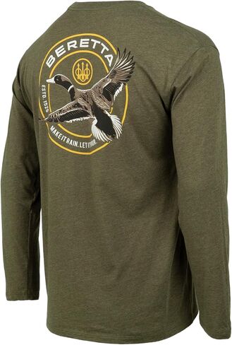 Beretta Men's Wing Drop Casual Durable Multi-Purpose Comfortable Cotton Blend Ribbed Crew Neck Long Sleeve T-Shirt with Logo in Saudi Arabia