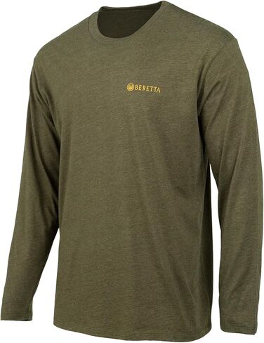 Beretta Men's Wing Drop Casual Durable Multi-Purpose Comfortable Cotton Blend Ribbed Crew Neck Long Sleeve T-Shirt with Logo in Saudi Arabia
