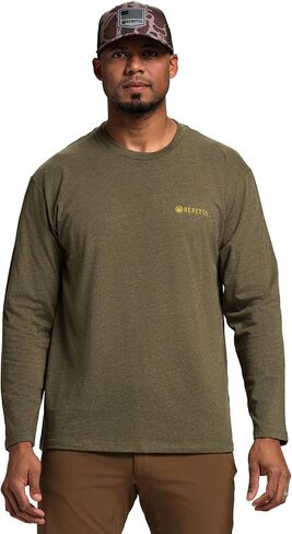 Beretta Men's Wing Drop Casual Durable Multi-Purpose Comfortable Cotton Blend Ribbed Crew Neck Long Sleeve T-Shirt with Logo in Saudi Arabia