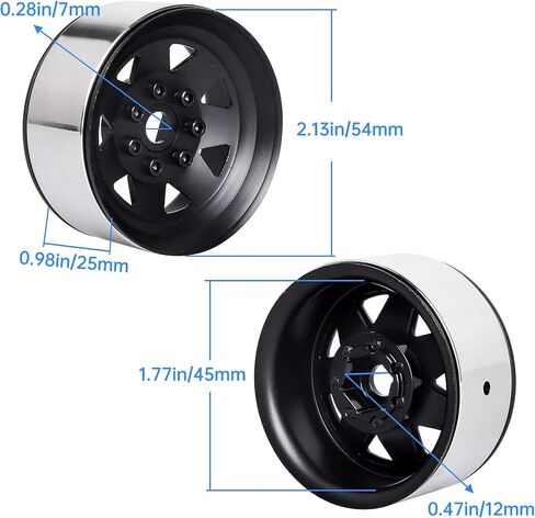 1.9 Beadlock Wheels for Traxxas TRX4 Axial SCX10 II III Redcat Gen 8 Gen 7 1/10 Scale Rock Crawler (4-Pack) (Black) in Saudi Arabia