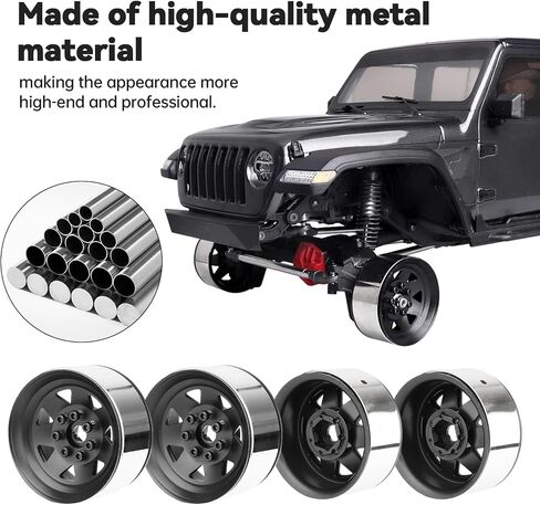 1.9 Beadlock Wheels for Traxxas TRX4 Axial SCX10 II III Redcat Gen 8 Gen 7 1/10 Scale Rock Crawler (4-Pack) (Black) in Saudi Arabia
