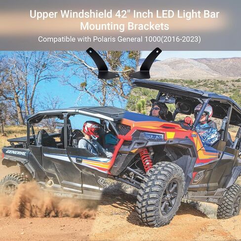 دعامات تثبيت شريط إضاءة LED للزجاج الأمامي العلوي مقاس 42 بوصة متوافقة مع Polaris General 1000(2016-2023) in Kuwait