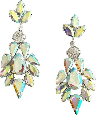 Women's Rhinestone Crystal Wedding Dangle Drop Earrings - 2.36"H x 0.98" W Teardrop Rhinestone Earring Dangling in Saudi Arabia