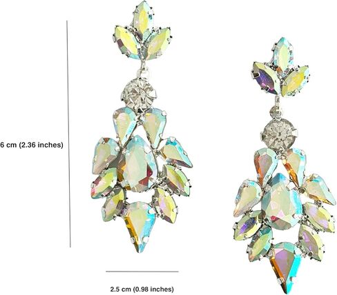 Women's Rhinestone Crystal Wedding Dangle Drop Earrings - 2.36"H x 0.98" W Teardrop Rhinestone Earring Dangling in Saudi Arabia