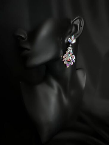 Women's Rhinestone Crystal Wedding Dangle Drop Earrings - 2.36"H x 0.98" W Teardrop Rhinestone Earring Dangling in Saudi Arabia