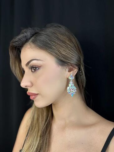 Women's Rhinestone Crystal Wedding Dangle Drop Earrings - 2.36"H x 0.98" W Teardrop Rhinestone Earring Dangling in Saudi Arabia