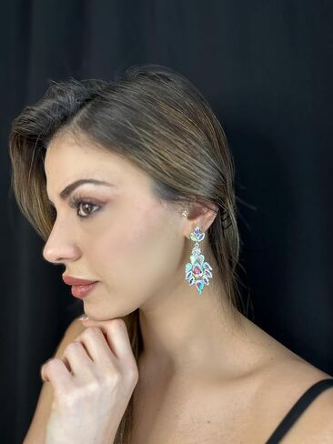 Women's Rhinestone Crystal Wedding Dangle Drop Earrings - 2.36"H x 0.98" W Teardrop Rhinestone Earring Dangling in Saudi Arabia