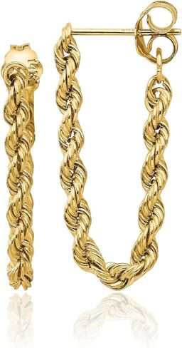 14K Solid Yellow Gold Rope Drop Dangle Earrings in Saudi Arabia