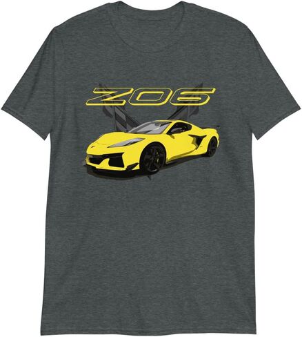 Yellow 2023 'Vette C8 Z06 Mid Engine American Sports Car Short-Sleeve Unisex T-Shirt in Saudi Arabia