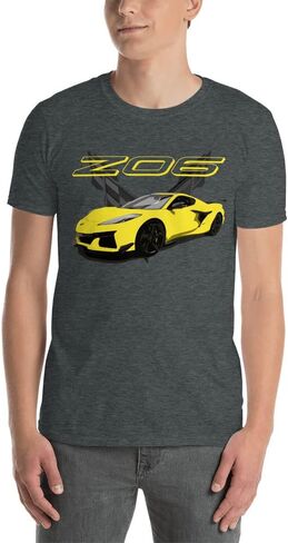 Yellow 2023 'Vette C8 Z06 Mid Engine American Sports Car Short-Sleeve Unisex T-Shirt in Saudi Arabia