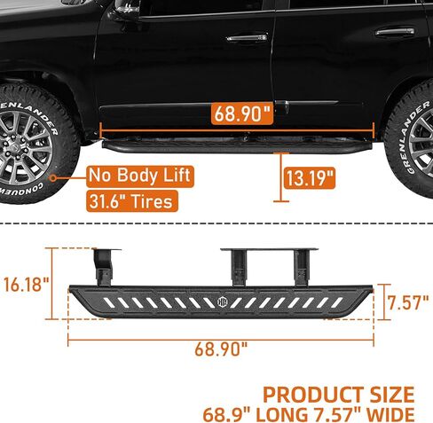 Hooke Road GX460 Side Steps Running Boards for 2010-2023 Lexus GX460, Sturdy Steel Rock Slider Nerf Bars with 7.57" Wide Non-Slip Step Pads in Saudi Arabia