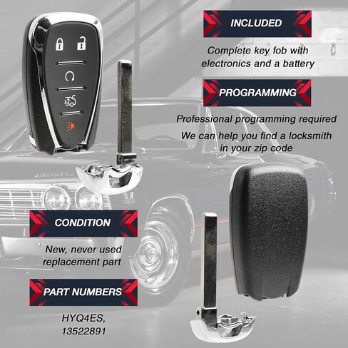 USARemote Key Fob استبدال جهاز التحكم عن بعد للدخول بدون مفتاح لـ 2021 2022 2023 2024 شيفروليه كامارو ماليبو مفتاح ذكي بخمسة أزرار (HYQ4ES، 13522891) in Saudi Arabia