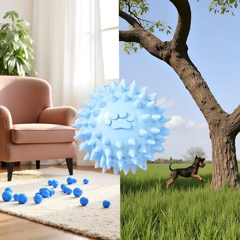 Dogs Spiky TPR Ball No Squeak Chew Toy Long Lasting for Aggressive Chewers Dogs Puppy Training Dogs Spiky Rubber Ball Toy Small No Squeak for Aggressive Heavy Chewers Small Dog Toy Balls (Blue) in Saudi Arabia