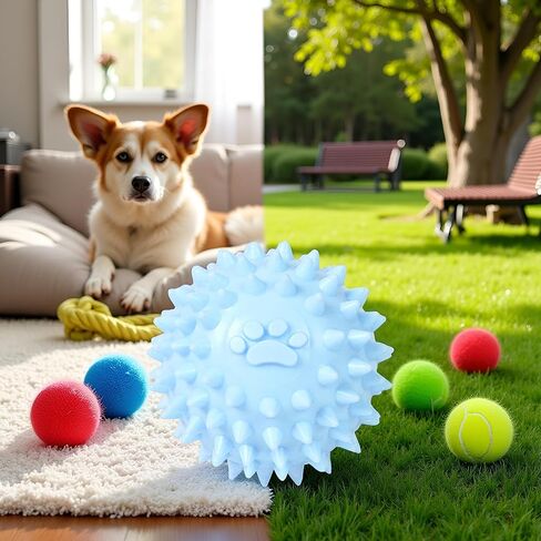 Dogs Spiky TPR Ball No Squeak Chew Toy Long Lasting for Aggressive Chewers Dogs Puppy Training Dogs Spiky Rubber Ball Toy Small No Squeak for Aggressive Heavy Chewers Small Dog Toy Balls (Blue) in Saudi Arabia