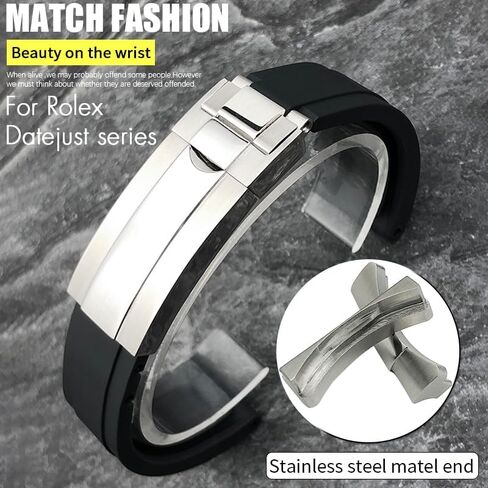21 مللي متر 20 مللي متر جديد منحني نهاية معدنية أشرطة ساعات اليد فقط ل Datejust m126300 m126334 اكسسوارات الأسود المطاط سيليكون حزام in Saudi Arabia