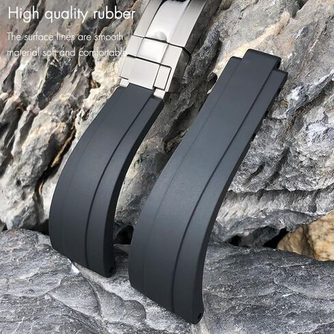 21 مللي متر 20 مللي متر جديد منحني نهاية معدنية أشرطة ساعات اليد فقط ل Datejust m126300 m126334 اكسسوارات الأسود المطاط سيليكون حزام in Saudi Arabia
