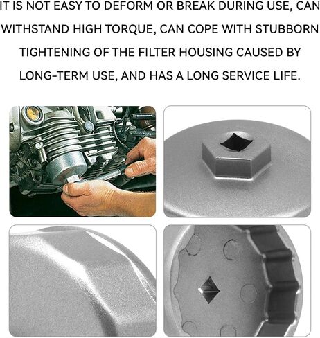 74mm 14 Flutes Oil Filter Wrench, Heavy Duty Oil Filter Removal Tool Socket Set Cartridge Style Housing Cap Wrench for Mercedes Benz Audi Sprinter VW Porsche Mazda, Select Mobil1 Bosch and Mahle in Saudi Arabia