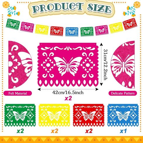 56 Pcs Day of the Dead Altar Decorations Kit, Include 2 Marigold Garland LED Light up 1 Marigold Garland 30 Paper Flowers 18 Monarch Butterfly 4 LED Candle 1 Banner for Dia De Muertos Altar Diwali in Saudi Arabia