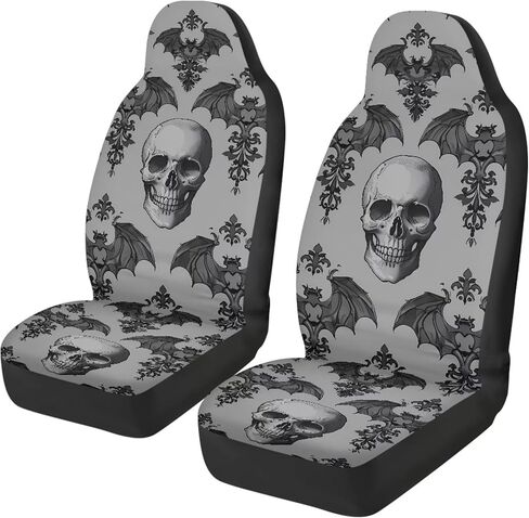 أغطية مقاعد السيارة على شكل جمجمة قوطية مجموعة كاملة من 4 قطع سهلة التركيب، واقي المقعد الأمامي للهالوين، غطاء مقعد خلفي مقسم، ملحقات غطاء مقعد السيارات العالمي in Kuwait