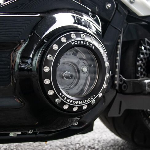 Transparent Black CNC Derby Cover Compatible with 2018 Sport Glide 2019-2024 Softail Fatboy Breakout Streetbob Clutch Cover (Black Transparent) in Saudi Arabia