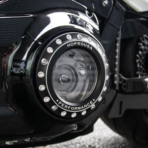 Transparent Black CNC Derby Cover Compatible with 2018 Sport Glide 2019-2024 Softail Fatboy Breakout Streetbob Clutch Cover (Black Transparent) in Saudi Arabia