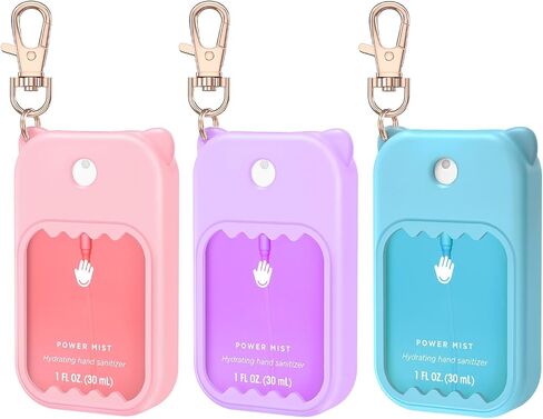 taessv Hand Sanitizer Spray Case for Touchland Silicone Touchland Case Keychain Cute Hand Sanitizer Spray Holder Compatible with Touchland Power Mist Gentle Mist Glow Mist, Glittery Pink in Kuwait