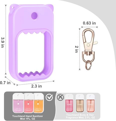 taessv Hand Sanitizer Spray Case for Touchland Silicone Touchland Case Keychain Cute Hand Sanitizer Spray Holder Compatible with Touchland Power Mist Gentle Mist Glow Mist, Glittery Pink in Kuwait