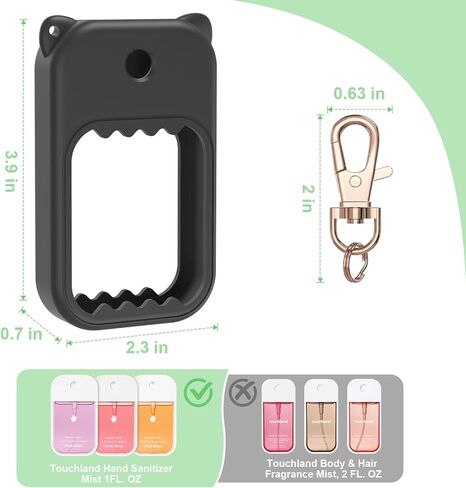 3 قطع من علبة رذاذ مطهر اليد من أجل Touchland Silicone Touchland Case Keychain لطيف حامل رذاذ مطهر اليد متوافق مع Touchland Power Mist Gentle Mist Glow Mist (الوردي والأرجواني والأزرق) in Kuwait