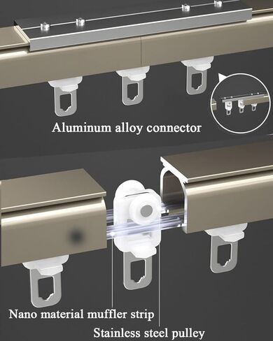 Ceiling Curtain Track 1m-6m Heavy-Duty Curtain Rail Ceiling or Wall Mount for Living Room Bedroom Room Divider,Champagne-Ceiling-5.2m(4 * 1.3m) in Saudi Arabia