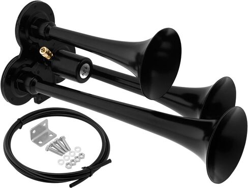 Vixen Horns Train Horn for Truck/Car. 3 Air Horn Chrome Plated Trumpets. Super Loud dB. Fits 12v Vehicles Like Semi/Pickup/Jeep/RV/SUV VXH3114LC in Saudi Arabia