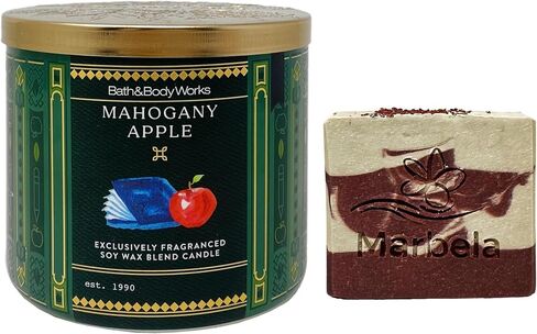 Bath & Body Works Mahogany Apple 3-Wick Scented Candle with a Cherry On Top Bar Soap in Saudi Arabia