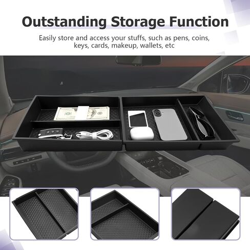 منظم وحدة التحكم المركزية السفلية LUWU 2025 Murano متوافق مع 2025 Nissan Murano SL/SV/Platinum Accessories مسند الذراع وحدة التحكم منظم مسند الذراع صينية إدراج مورانو 2025 الملحقات باللون الأسود، عبوة من قطعتين in Kuwait