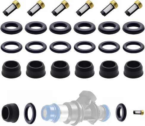 Fuel Injector O-Rings Set 12pcs O-Ring Injector Rebuild Set Compatible with Universal Vehicle Model; 6 Upper Viton O-Rings & 6 Lower Viton O-Rings Universal Repair Kits in Saudi Arabia