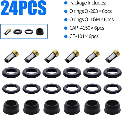 Fuel Injector O-Rings Set 12pcs O-Ring Injector Rebuild Set Compatible with Universal Vehicle Model; 6 Upper Viton O-Rings & 6 Lower Viton O-Rings Universal Repair Kits in Saudi Arabia