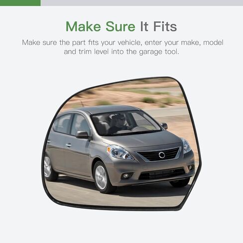 SCITOO Driver Side Mirror Glass Compatible with 2012-2014 For NISSAN VERSA W/O HEATED Chrome Flat Left Exterior Mirror Glass With Backing Plate RM51703-11PB in Saudi Arabia