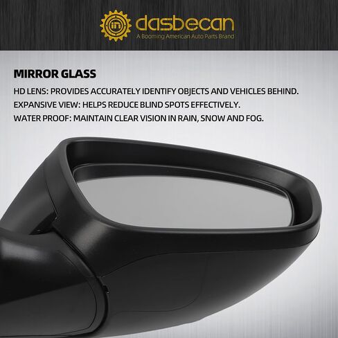 Dasbecan Right Passenger Side Mirror Compatible with Nissan Sentra 2020-2021 Non-Heated Manual Folding Power Adjustment Glass Black 3Pins Replace# NI1321326 963016LB0A in Saudi Arabia