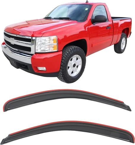 IKON MOTORSPORTS In Channel Window Visors Compatible with 2007-2013 Chevy Silverado GMC Sierra 1500 & 08-14 2500 3500 HD Standard Cab, Acrylic Smoke/Tinted Rain Guards, Side Window Wind Deflectors 2PC in Saudi Arabia