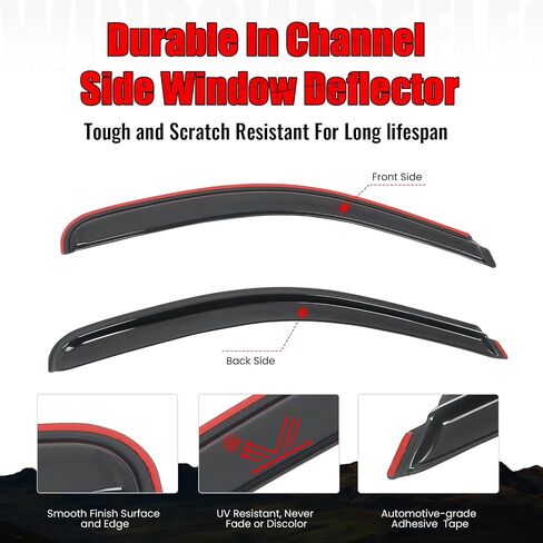 IKON MOTORSPORTS In Channel Window Visors Compatible with 2007-2013 Chevy Silverado GMC Sierra 1500 & 08-14 2500 3500 HD Standard Cab, Acrylic Smoke/Tinted Rain Guards, Side Window Wind Deflectors 2PC in Saudi Arabia