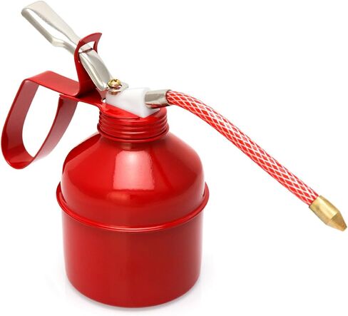 علبة زيت QWORK، 4 قطع 12 أونصة (400 مل) علبة زيت مضخة معدنية، علبة زيت من نوع مسدس فولاذي، أحمر in Kuwait