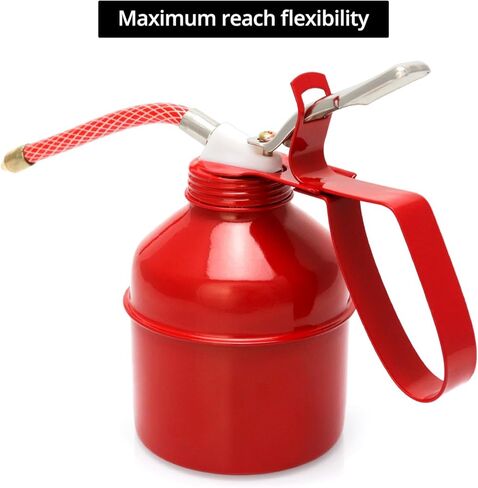 علبة زيت QWORK، 4 قطع 12 أونصة (400 مل) علبة زيت مضخة معدنية، علبة زيت من نوع مسدس فولاذي، أحمر in Kuwait