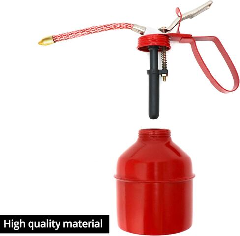 علبة زيت QWORK، 4 قطع 12 أونصة (400 مل) علبة زيت مضخة معدنية، علبة زيت من نوع مسدس فولاذي، أحمر in Kuwait