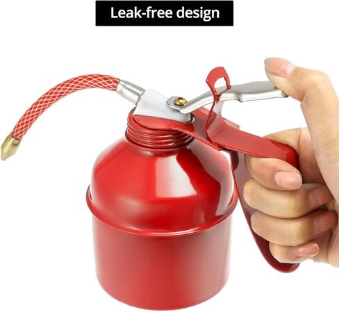 علبة زيت QWORK، 4 قطع 12 أونصة (400 مل) علبة زيت مضخة معدنية، علبة زيت من نوع مسدس فولاذي، أحمر in Kuwait