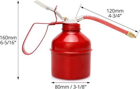علبة زيت QWORK، 4 قطع 12 أونصة (400 مل) علبة زيت مضخة معدنية، علبة زيت من نوع مسدس فولاذي، أحمر in Kuwait