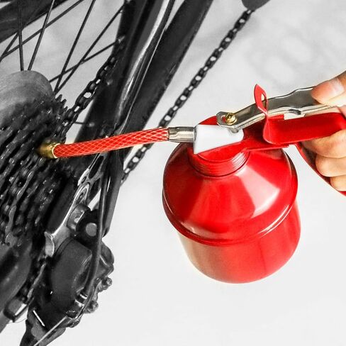 علبة زيت QWORK، 4 قطع 12 أونصة (400 مل) علبة زيت مضخة معدنية، علبة زيت من نوع مسدس فولاذي، أحمر in Kuwait