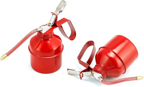 علبة زيت QWORK، 4 قطع 12 أونصة (400 مل) علبة زيت مضخة معدنية، علبة زيت من نوع مسدس فولاذي، أحمر in Kuwait