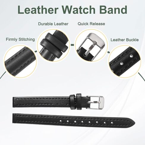 uxcell Leather Watch Bands for Men and Women, Quick Release Watch Strap Replacement, 10mm 12mm 14mm 16mm 18mm 20mm 22mm 24mm Flat Thin Elegant Leather Strap with Tools in Saudi Arabia
